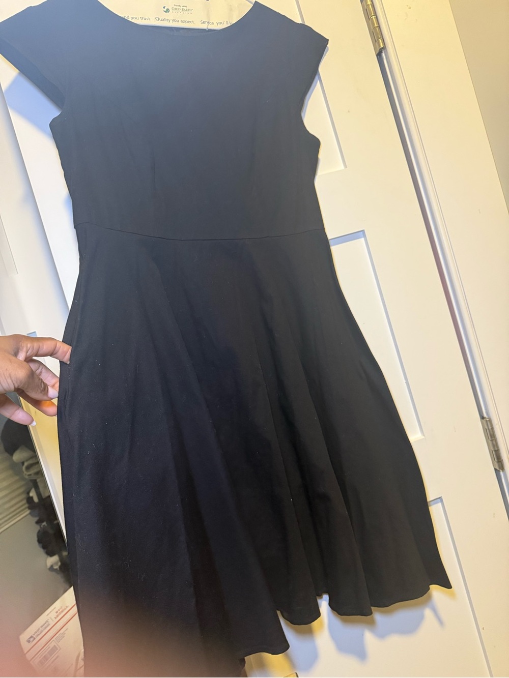 Black Fit & Flare Dress | Size Large | Pockets